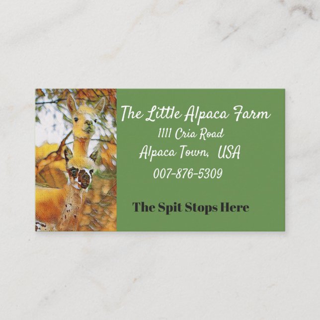 Alpaca Farm Business Card (Front)
