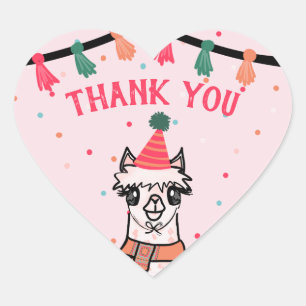 Alpaca Fiesta Birthday Heart Sticker