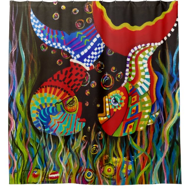 alpaca fishy friends shower curtain (Front)