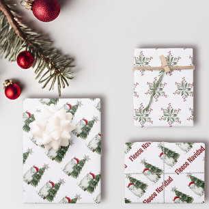 Alpaca "Fleece Navidad" Gift Wrap Sheet Set of 3