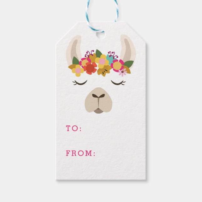Alpaca & Flowers Pattern Gift Tags (Front)