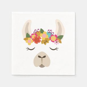 Alpaca & Flowers Pattern Napkin