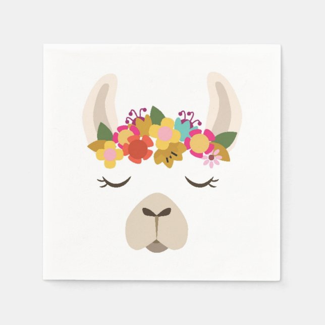 Alpaca & Flowers Pattern Napkin (Front)