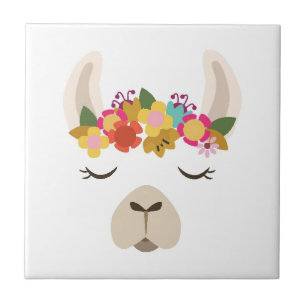 Alpaca & Flowers Pattern Tile