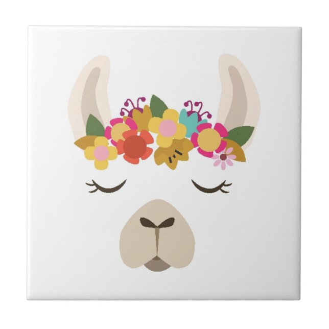 Alpaca & Flowers Pattern Tile (Front)