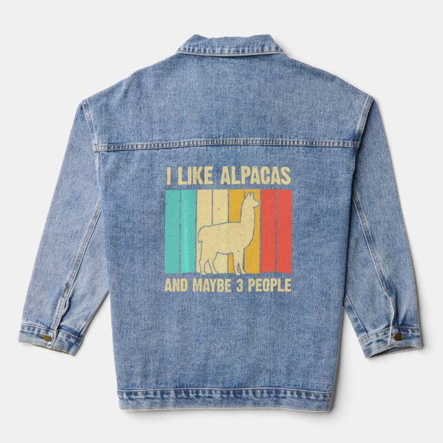 Alpaca  For Men Women Llama  Guanaco Vicuna  Denim Jacket (Back)
