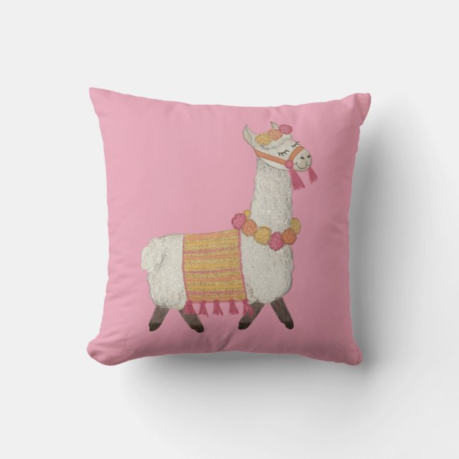 Alpaca fun bright kids room pillow (Front)