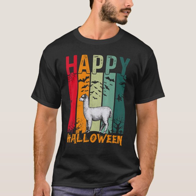 Alpaca   Girls Boys Retro Style Halloween Dinner P T-Shirt (Front)