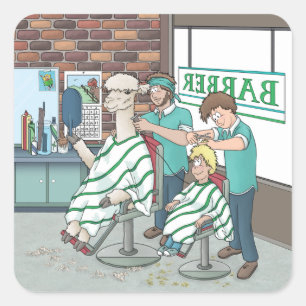 Alpaca haircut  square sticker