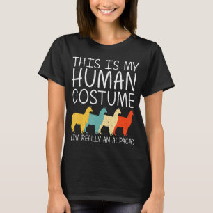 Alpaca Halloween Human Costume Vicuna Llama Easy D T-Shirt