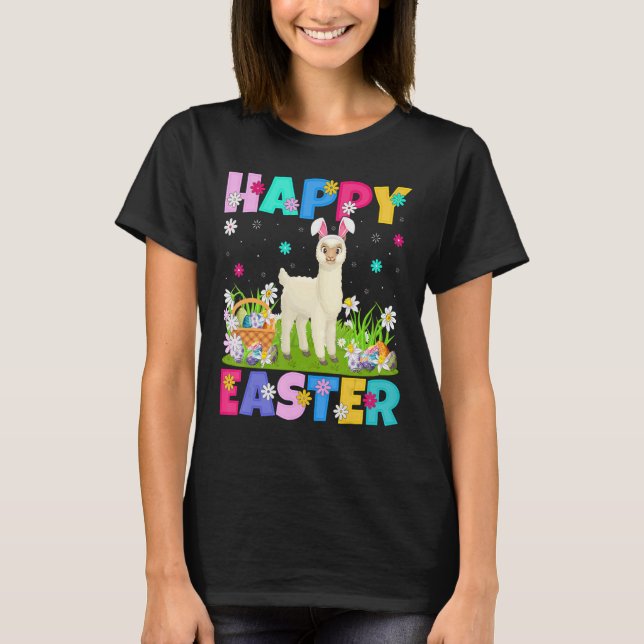 Alpaca   Happy Easter Bunny Alpaca Easter Sunday T-Shirt (Front)