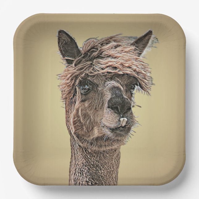 Alpaca Hello - Paper Plate (Front)