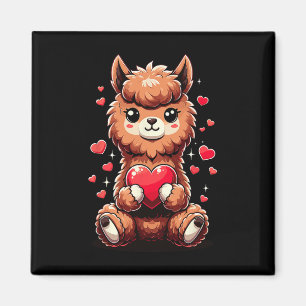 Alpaca Holding Heart Valentine's Day Cute Llama Va Magnet