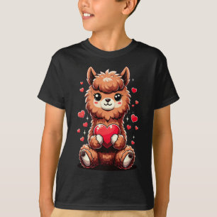 Alpaca Holding Heart Valentine's Day Cute Llama Va T-Shirt