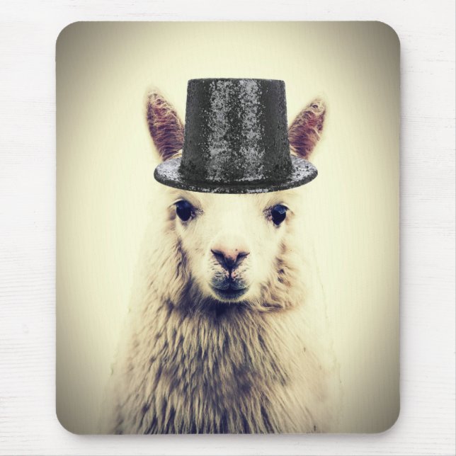 Alpaca in a Tophat Mouse Mat (Front)