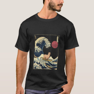 Alpaca Japanese Kanagawa Wave Funny Surf Animal T-Shirt