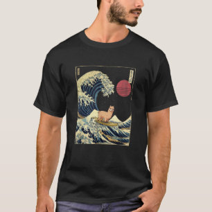 Alpaca Japanese Kanagawa Wave Funny Surf Animal T-Shirt