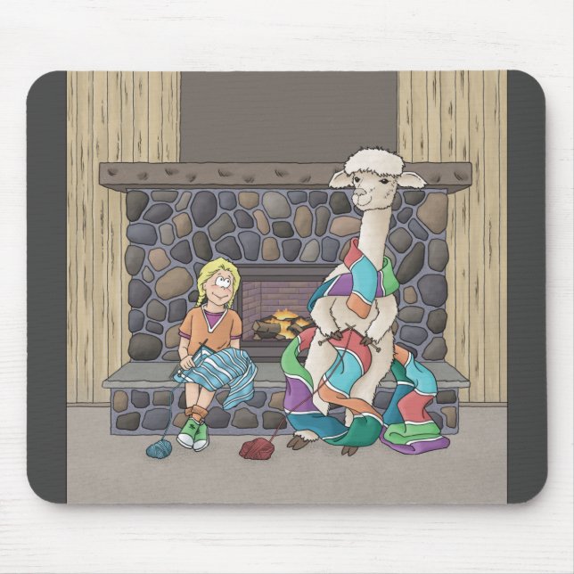 Alpaca Knitting Mouse Mat (Front)