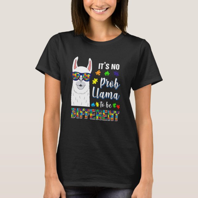 alpaca llama animal autism awareness T-Shirt (Front)