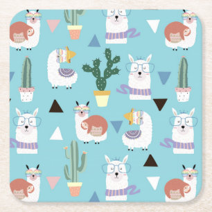 Alpaca/Llama Event Square Paper Coaster