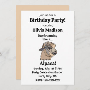 Alpaca Llama Funny Birthday Party Invitation