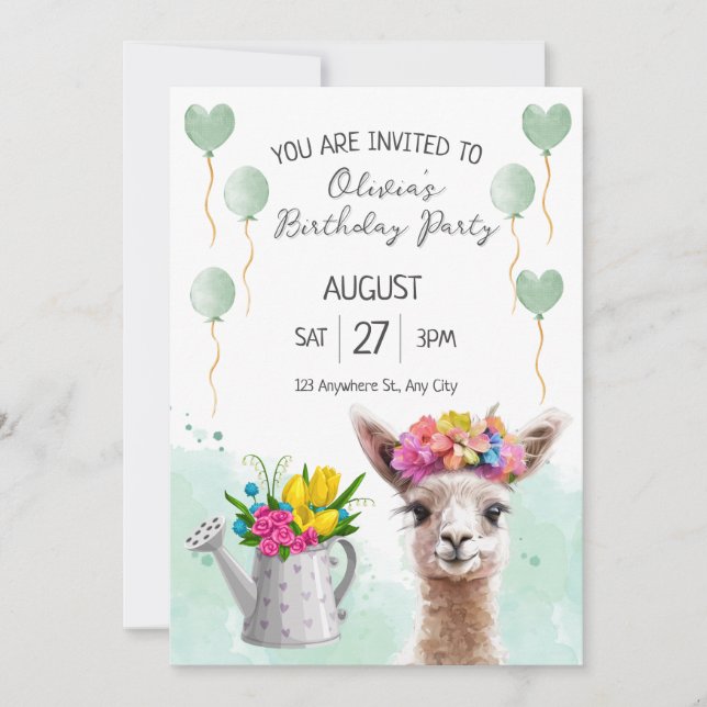 Alpaca llama Kid Birthday | Baby Shower Invitation (Front)