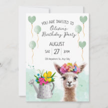 Alpaca llama Kid Birthday | Baby Shower Invitation