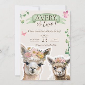 Alpaca llama Kid Birthday | Baby Shower Invitation