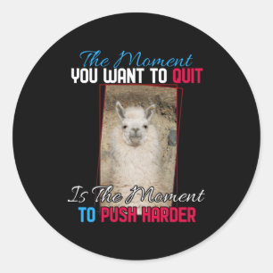 Alpaca Llama - Push Harder Encouragement Classic Round Sticker