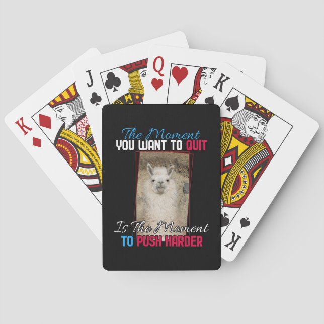 Alpaca Llama -  Push Harder Encouragement  Playing Cards (Back)