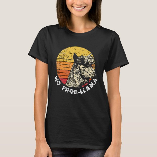 Alpaca Llama Retro  No Prob Llama  Tee (Front)