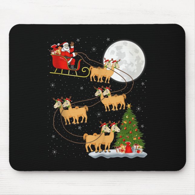 Alpaca Llama Santa Sleigh Flying Funny Magical Chr Mouse Mat (Front)