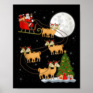 Alpaca Llama Santa Sleigh Flying Funny Magical Chr Poster