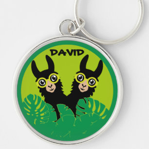 Alpaca llama Twins Birthday Key Ring