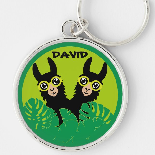 Alpaca llama Twins Birthday Key Ring (Front)