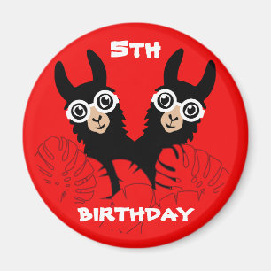 Alpaca llama Twins Birthday Magnet