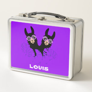 Alpaca llama Twins Birthday Metal Lunch Box