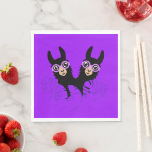 Alpaca llama Twins Birthday Napkin