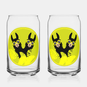 Alpaca llama Twins Can Glass