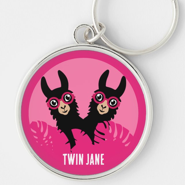Alpaca llama Twins Key Ring (Front)