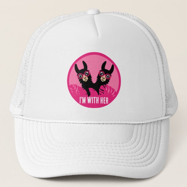 Alpaca llama Twins Trucker Hat (Front)