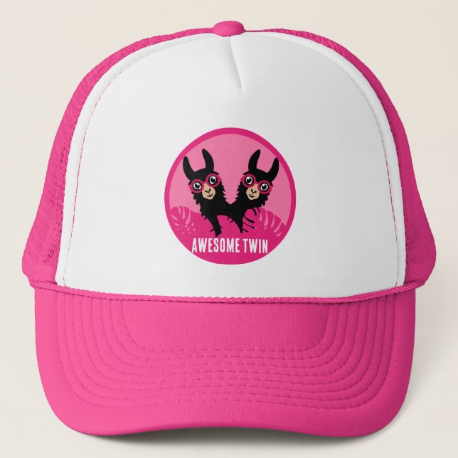 Alpaca llama Twins Trucker Hat (Front)
