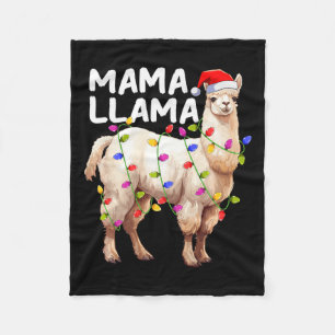 Alpaca Llama Xmas Lighting Santa Hat Mama Llama Ch Fleece Blanket