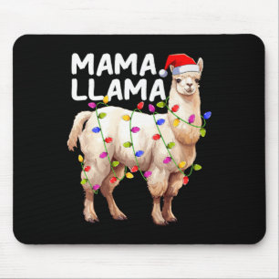 Alpaca Llama Xmas Lighting Santa Hat Mama Llama Ch Mouse Mat