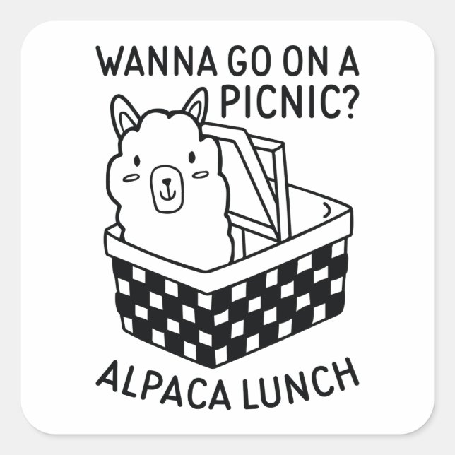Alpaca Lunch Square Sticker (Front)