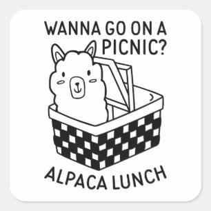Alpaca Lunch Square Sticker