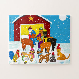 Alpaca Marvin & Friends Winter Farm Scene Puzzle