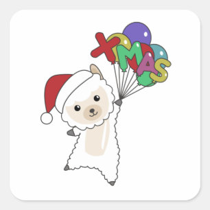 Alpaca Merry Christmas Winter Animals Alpacas Square Sticker