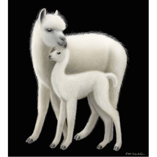 Alpaca Mum Holiday Ornament Photo Sculpture Decoration (Front)