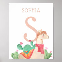 Alpaca Nursery Wall Art. Llama Kids Name & Initial